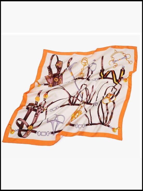 Deep Red & Cream - 100% Silk Twill Square Scarf 90 cm  Real Silk Twill Square Scarf 34x34 Classic Hand-Rolled Edge Luxury